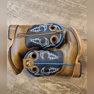 Twister Toddler Brown And Navy Cowboy Boots Size 6